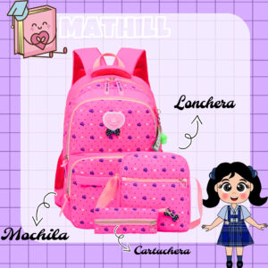 Mochila Fucsia 3 piezas