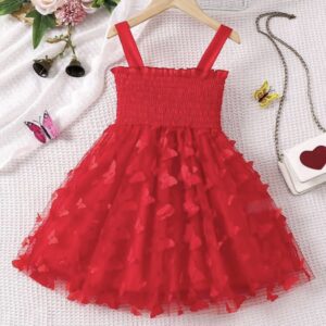vestido rojo de mariposas