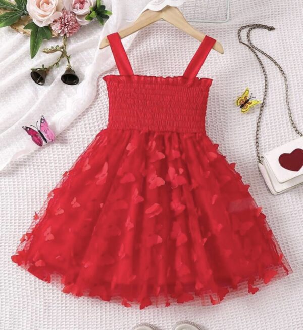 vestido rojo de mariposas